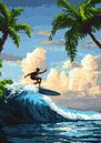 Surf Poster Surfing Pixel Art by Niklas Maximilian thumbnail