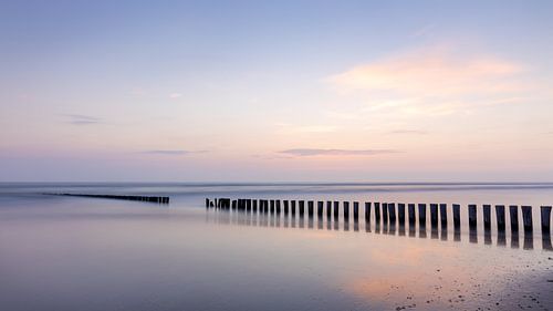 Abend am Wellenbrecher, Ameland, Niederlande