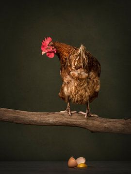 Chicken on a stick, broken egg, oops! by Mariska Vereijken