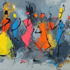 Dance group | Vibrant Dance Party by ARTEO Paintings