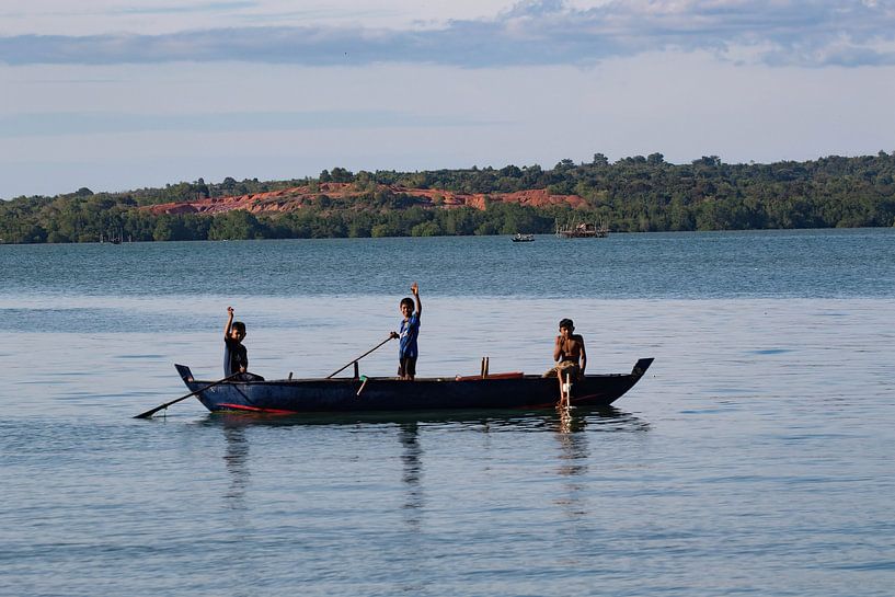 Cheerful boys in a boat by Anne Ponsen