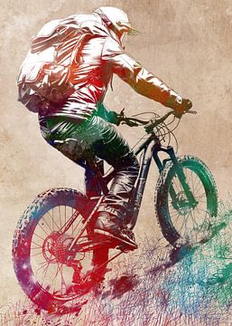 Mountainbike sport kunst #sport #bike van JBJart Justyna Jaszke