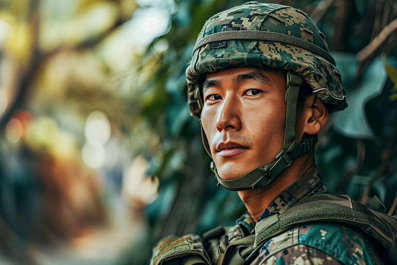 Portrait d'un militaire asiatique en uniforme par Animaflora PicsStock