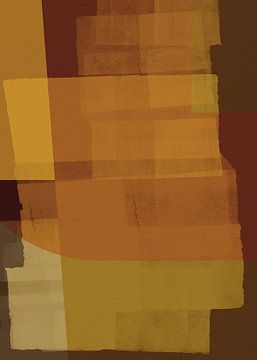 Modern abstract shapes in warm yellow, orange, brown, terracotta. by Dina Dankers