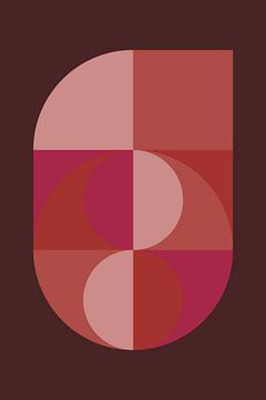 Art géométrique abstrait de style rétro en rose, terra, brun no. 1_9 sur Dina Dankers
