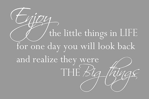 Enjoy the little things – Typografie Kunst – Grijs