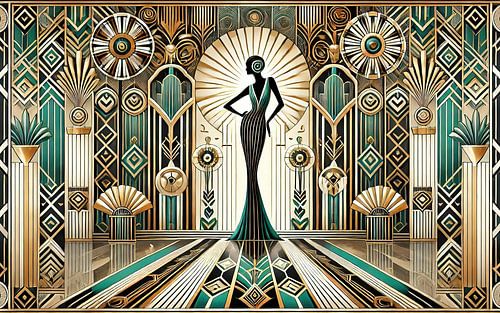 Vintage Elegance Scène in Art Deco
