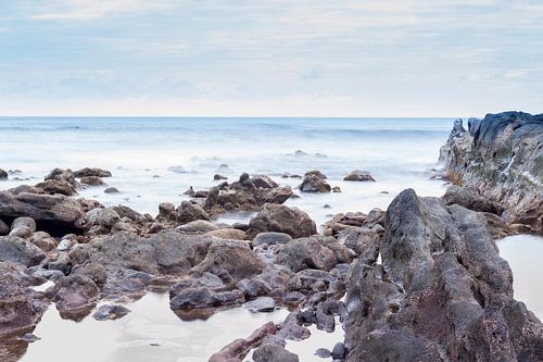 Rocks on the coast of El Golfo, Lanzarote island. Spain.