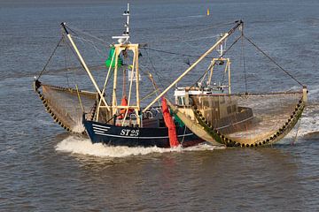 Pêcheur sur la mer des Wadden sur Klaas Doting