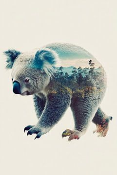 Koala met landschap van Poster Art Shop