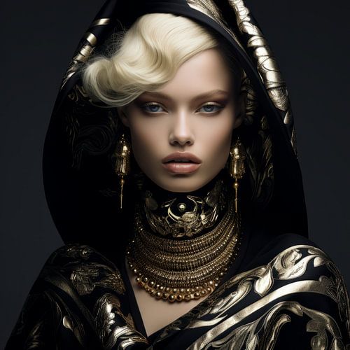 Modern portret in zwart en zilvertinten