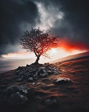 Baum im Sonnenaufgang von fernlichtsicht