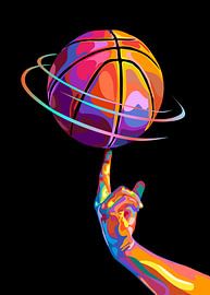 basketball spinning pop art