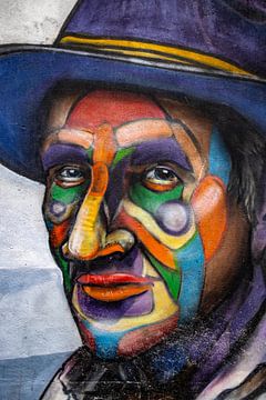 Een portret in verf op de muur in Rotterdam van Hans de Waay