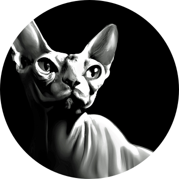 Zwart wit low key portret van een Sphynx kat van Maud De Vries