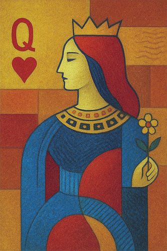 Hartenkoningin geometrisch schilderij.