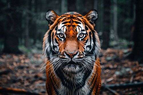 Realistische tijger in bosrijke omgeving