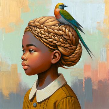Girl with bird van Art Studio RNLD