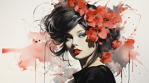 Florale Eleganz: Das strahlende Porträt einer Dame