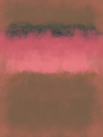 Minimalist Abstract Landscape in Forest Green, Brown and Blush Pink