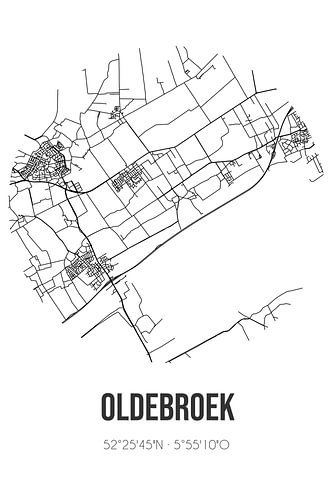 Oldebroek (Gelderland) | Landkaart | Zwart-wit