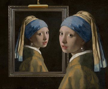 Meisje met de parel in het museum van Digital Art Studio