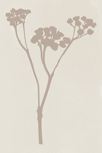 Moderne botanische kunst. Bloem in beige op wit