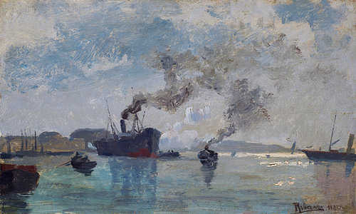 Rudolf Ribarz – Ships in the harbour, 1882 by Atelier Liesjes