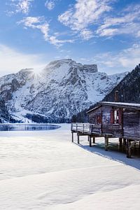 Lake Braies on a picturesque winter's day