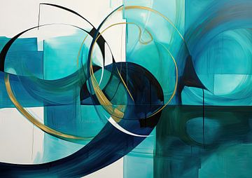 Turquoise abstract van Abstract Schilderij