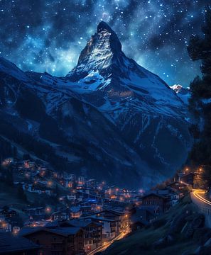 Alpen bij maanlicht van fernlichtsicht
