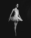 Ballet dancer with white tutu in black and white standing 03 by FotoDennis.com | Werk op de Muur thumbnail