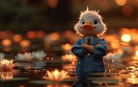 Die Dapper Duck in einem Lotusparadies