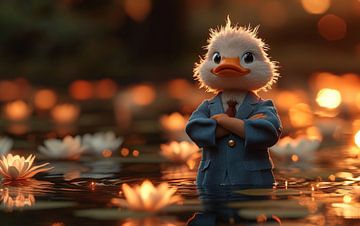 Die Dapper Duck in einem Lotusparadies