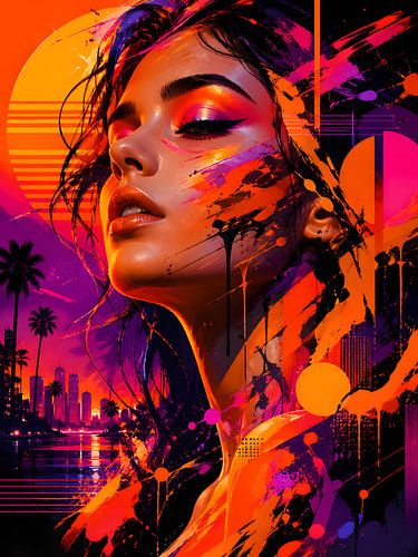 Muse du coucher de soleil néon
