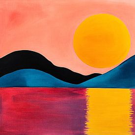 Kleurrijke bergen en zonsondergang van Art & Soul Creations