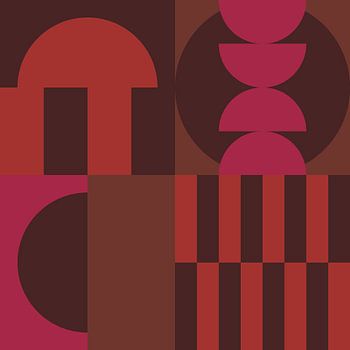 Abstrakte geometrische moderne Kunst in 70er Jahre Retro-Farben Nr. 1