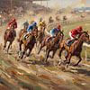 Dynamic Horse Race Painting - Equestrian Art 2 by Jan Keteleer