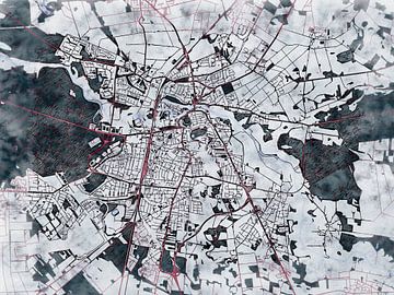 Kaart van Celle in de stijl 'White Winter' van Maporia