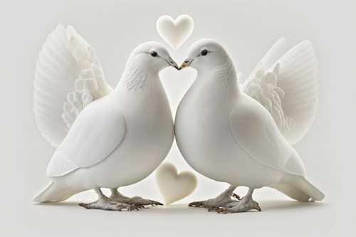 L'amour est dans l'air - deux tourtereaux blancs