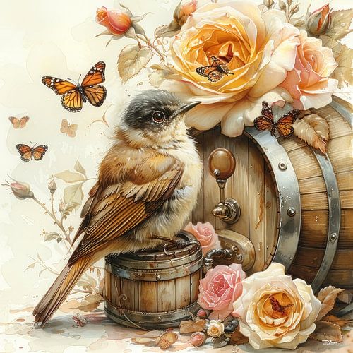 honden-katten-vogels-wijnvat-vlinders-bloemen