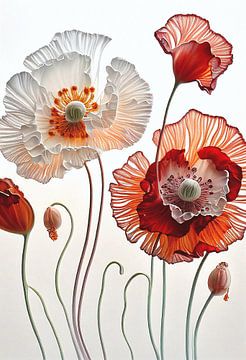 Watercolour Poppies by Jacky