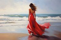 Rotes Kleid am Strand