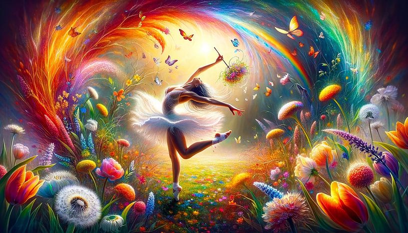 Dream dance in a blossoming paradise of colour by artefacti