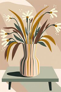 Pastel Striped Vase With Flowers von Treechild