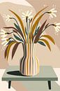 Pastel Striped Vase With Flowers von Treechild Miniaturansicht