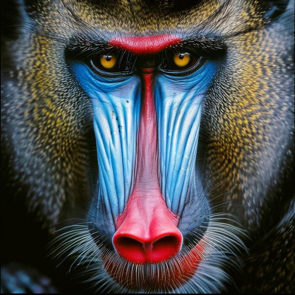 Buntes Gesicht eines Pavianes von Poster Art Shop