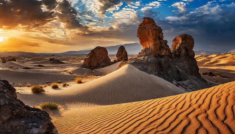 Felsen mit Sand in der Wüste von Mustafa Kurnaz