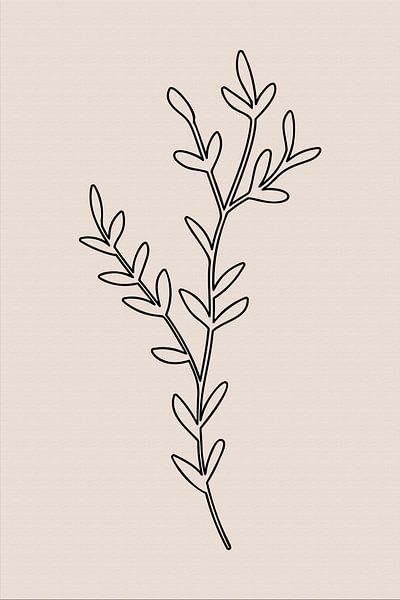 Japandi. Plante botanique boho sur beige no. 9 par Dina Dankers