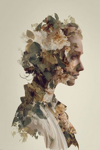 vrouw met bloemen abstract